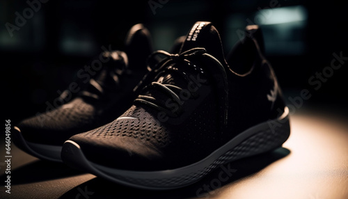 Modern black sports shoe, elegant and comfortable for active lifestyles generated by AI