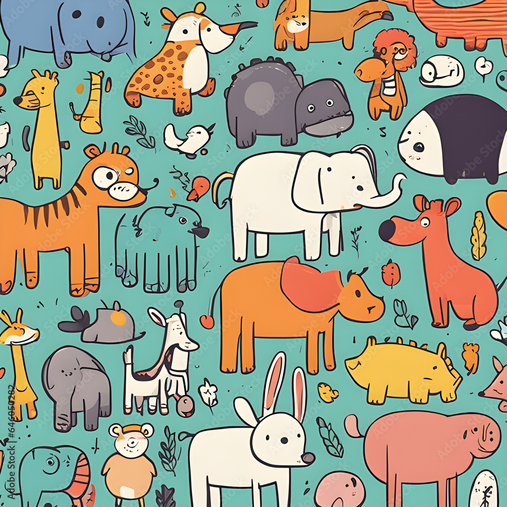 Fototapeta premium ANIMALS BOOK COVER generative AI