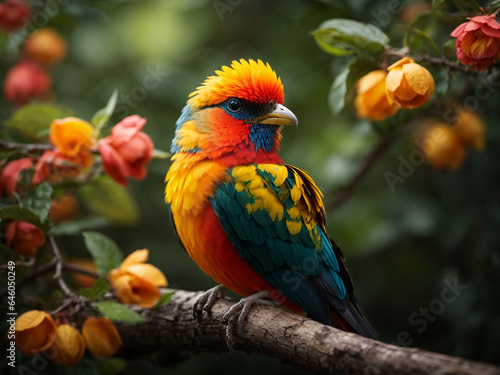   A bird sitting on a tree branch 