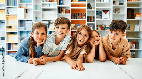 Quadro em tela Children learning in a school classroom