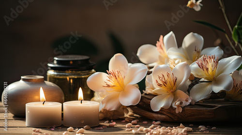 the aroma candle Oil Massage decoration for spa with copy space