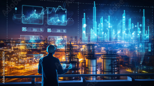 Analysts and energy experts using AI algorithms and data analytics to forecast energy demand patterns, helping utilities plan for peak usage periods