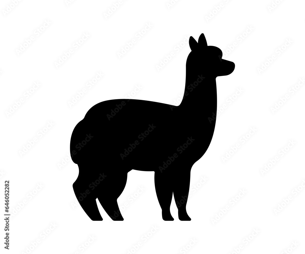 Fototapeta premium Vector alpaca icon. Simple black silhouette illustration.