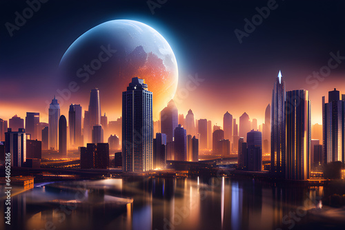 A futuristic city on a distant planet or moon  highlighting humanity s dreams of space exploration and colonization ai generates