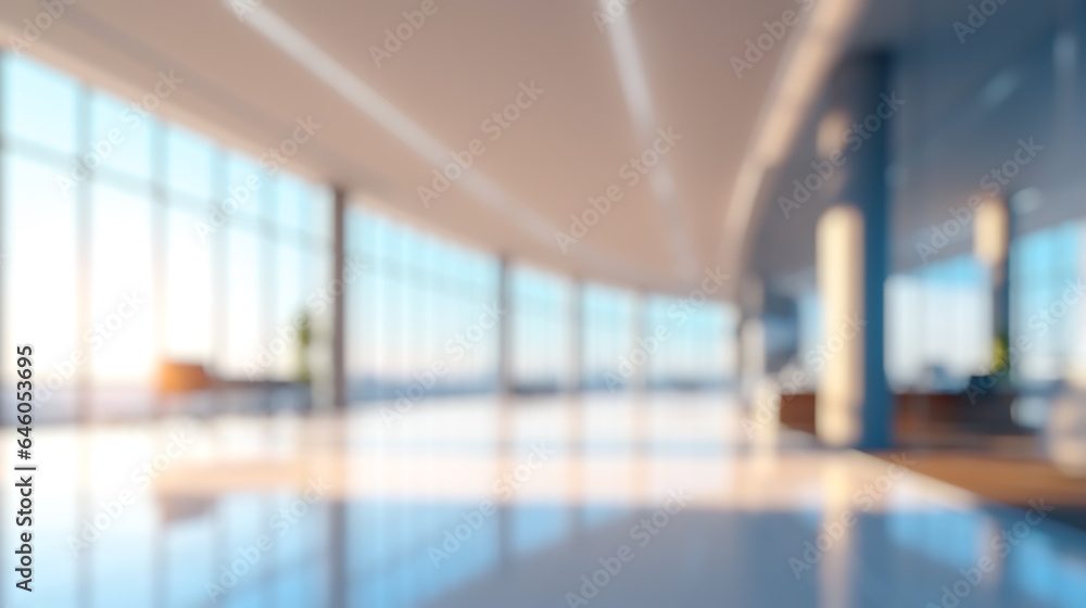 blurred office lobby entrance building background, defocus luxury clinic hospital corridor, modern hotel reception hall interior Ai generated