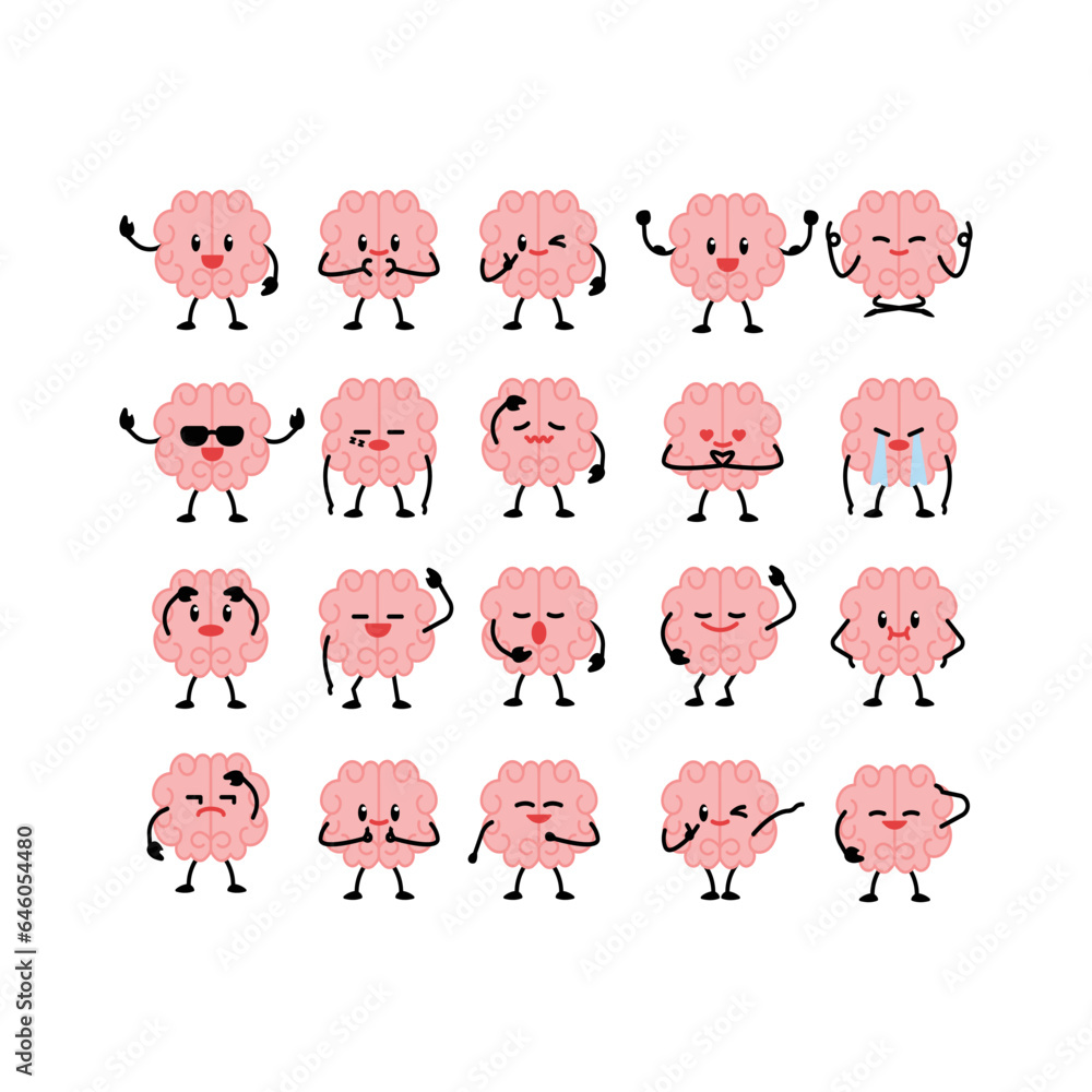 Cartoon brain character illustration. Funny cartoon brain character ...