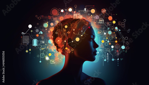 Wallpaper Mural Futuristic technology sparks creativity in young adult digitally generated brain generated by AI Torontodigital.ca