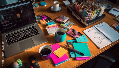 Creative graphic designer working on modern business ideas indoors generated by AI
