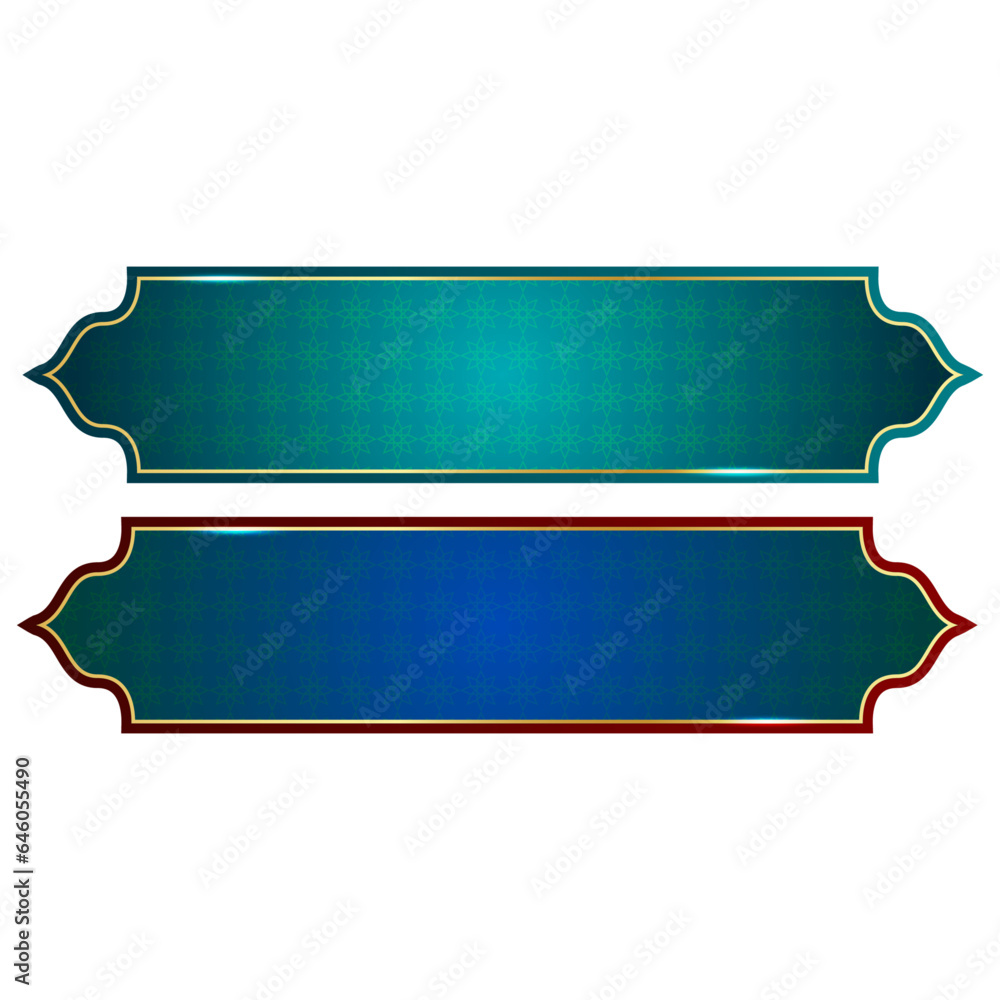 luxury golden arabic islamic text box title frame border set with ...