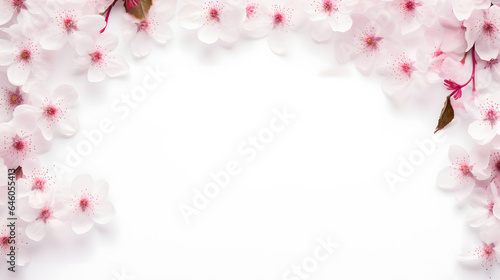 Background decorated with cherry blossoms surrounding the center, Generative AI