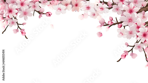 Background decorated with cherry blossoms on top, Generative AI