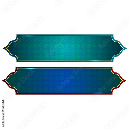 luxury golden arabic islamic text box title frame border set with ornamental illustration
