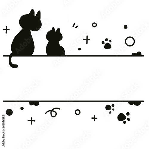  cartoon cat and kitty paw doodle line cute kawaii empty sign with place for your text banner ,animal frame