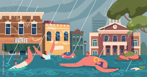 People Float at City Submerged In Torrential Waters, Chaos Ensues As Homes Vanish, Streets Transform Into Rivers