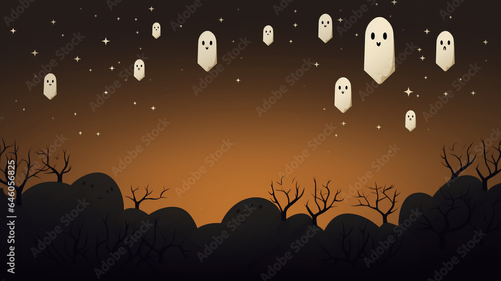 Cute Floating Halloween Ghosts