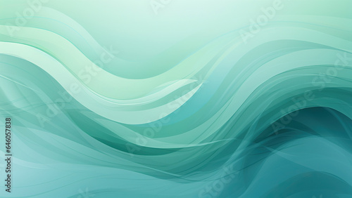 Abstract background with wavy lines in turquoise colors. © Milana