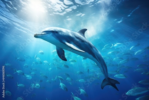 Dolphin swim in the blue sea in a picturesque place © YouraPechkin