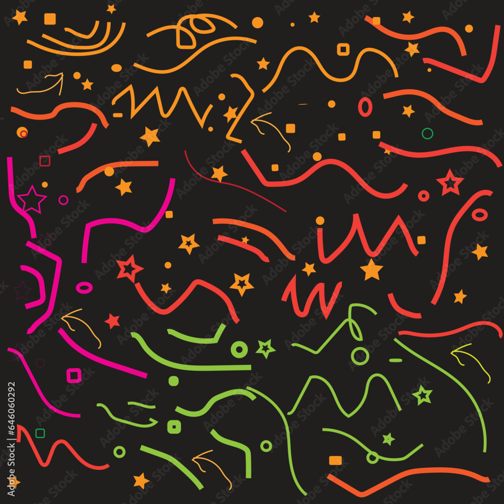 Noodles like curved shapes and elements scattered layers dark and grayish purple on a crisp, energizing coral light orange background seamless repeating surface pattern for a physical product or web.
