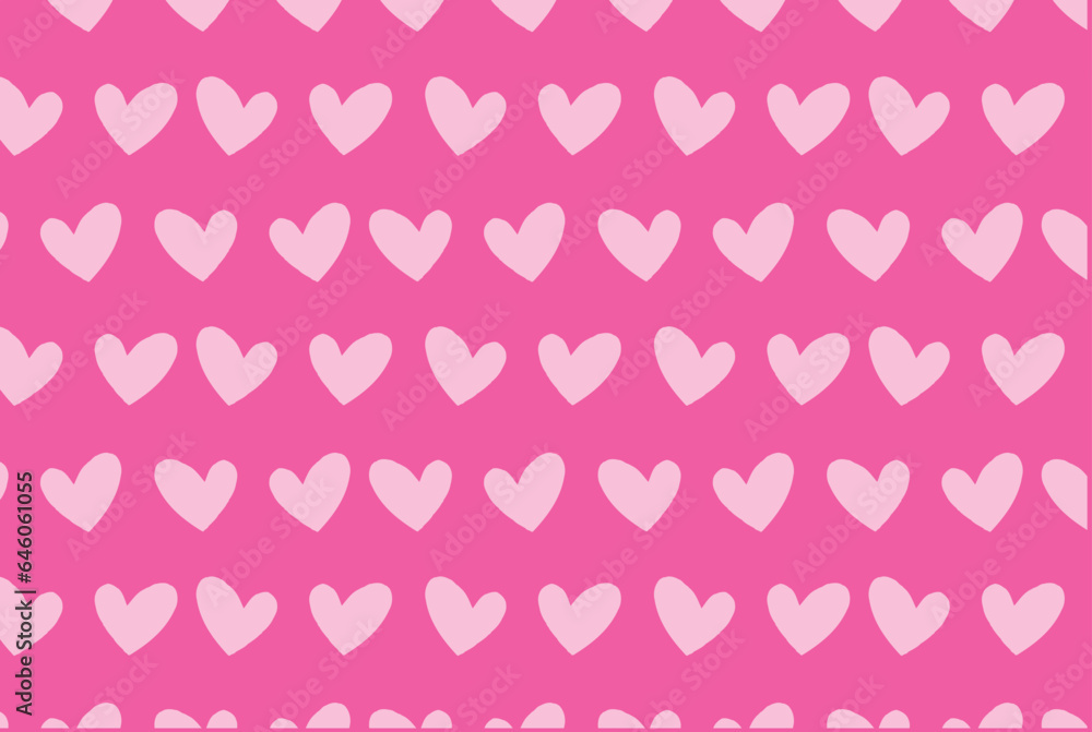 Seamless pattern design with cute hearts in pink and white