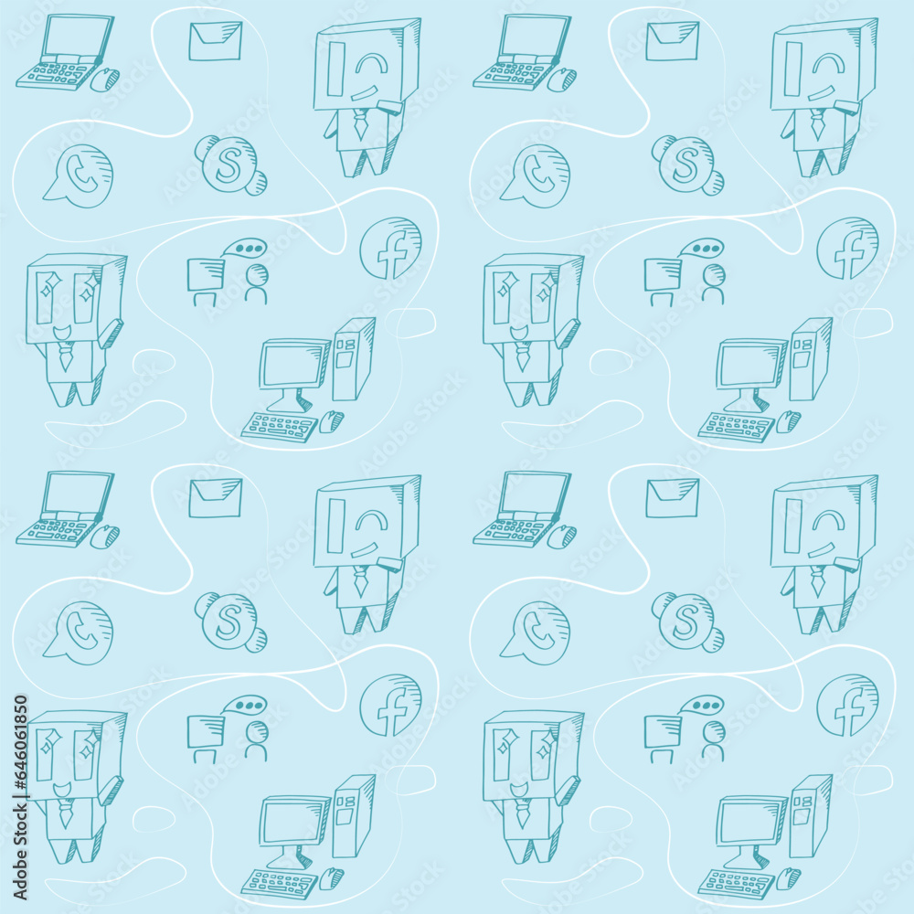 Seamless pattern with hand drawn office icons. Vector illustration. Seamless pattern with hand drawn office icons. Vector illustration.