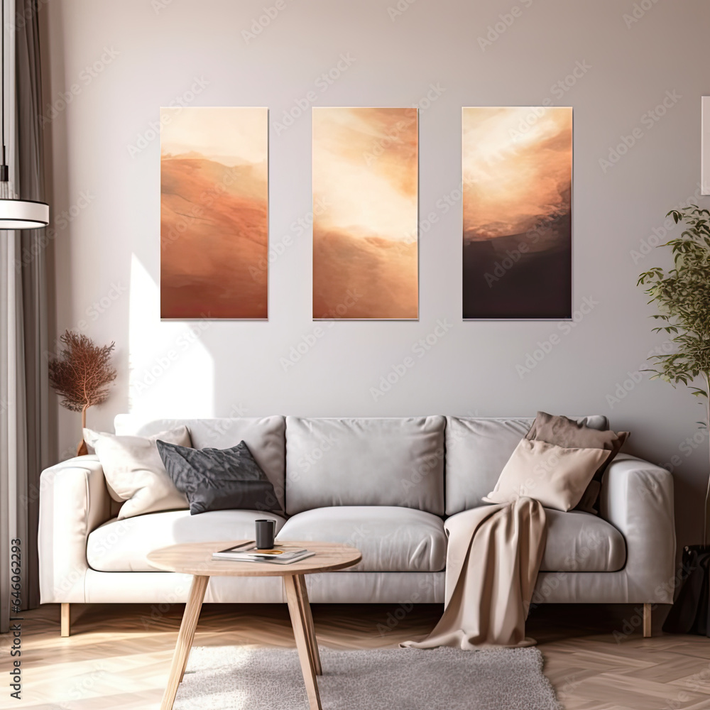 Poster Tree Mockup in Modern Living Room Poster Tree Mockup in Modern Living Room