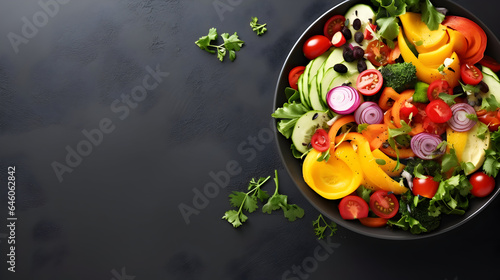 A vibrant salad bowl filled with colorful vegetables, Healthy Food, Healthy Vegetables, Healthy Diet, vegetables on a plate © VisionCraft