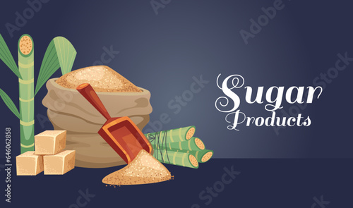 Sugar cane brown sugarcane background banner concept. Vector graphic design illustration