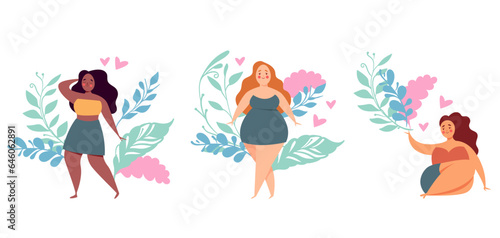 Woman girls flower beauty bouquet isolated set. Vector graphic design illustration