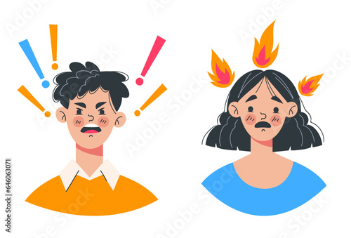 Couple sad quarrel relationship argument stress concept. Vector flat graphic design illustration