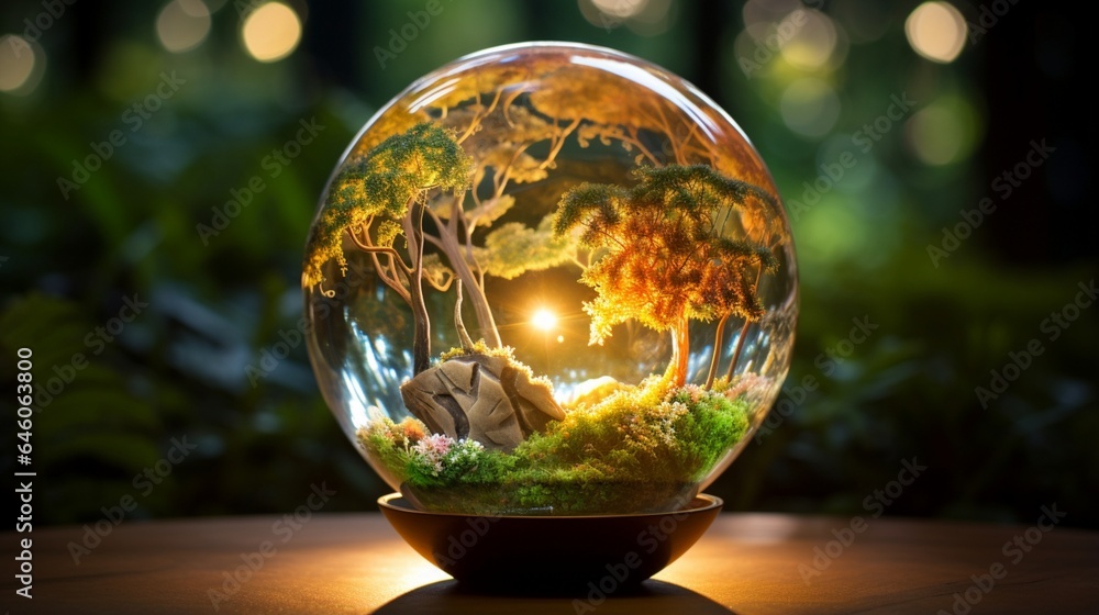 Capture a stunning image of a glass globe emitting a soft, soothing light, representing the calming and sustainable aspects of energy-efficient illumination Capture a stunning image of a glass globe emitting a soft, soothing light, representing the calming and sustainable aspects of energy-efficient illumination