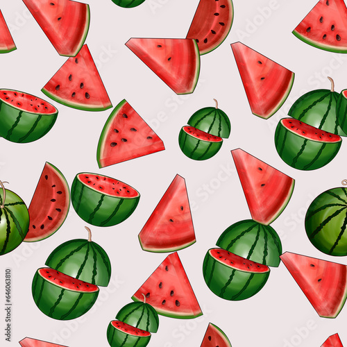 watermelon seamless pattern design (ID: 646063810)