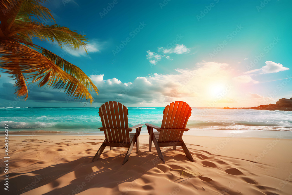 chairs on the sunny beach day