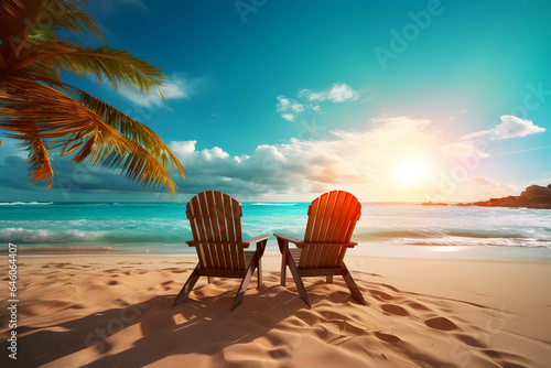 chairs on the sunny beach day