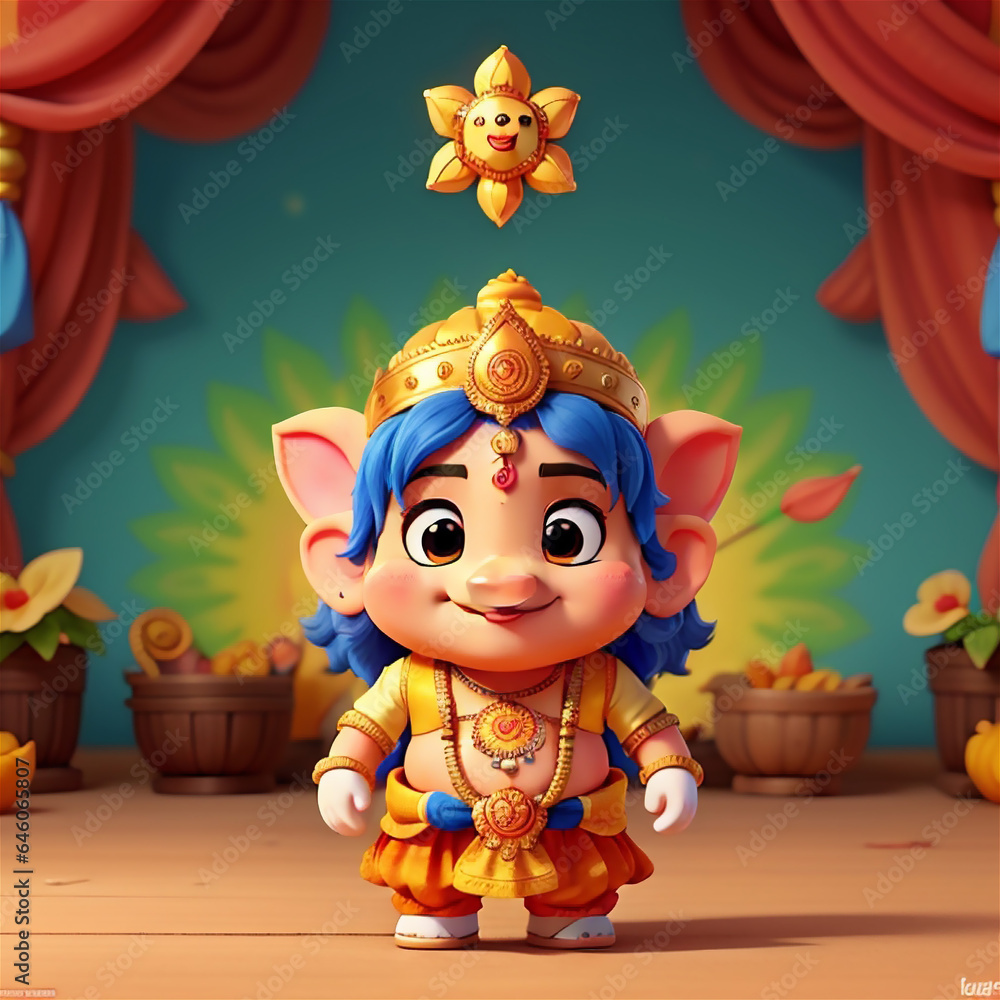 Cute 3d indian child character. Cute Indian character in blue color Cute 3d indian child character. Cute Indian character in blue color