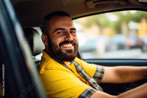 Cheerful Taxi Operator Greeting Customers