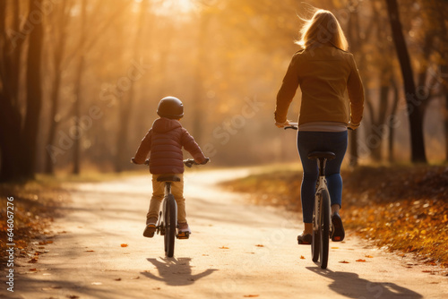 Mother and Child Enjoying a Bike Ride