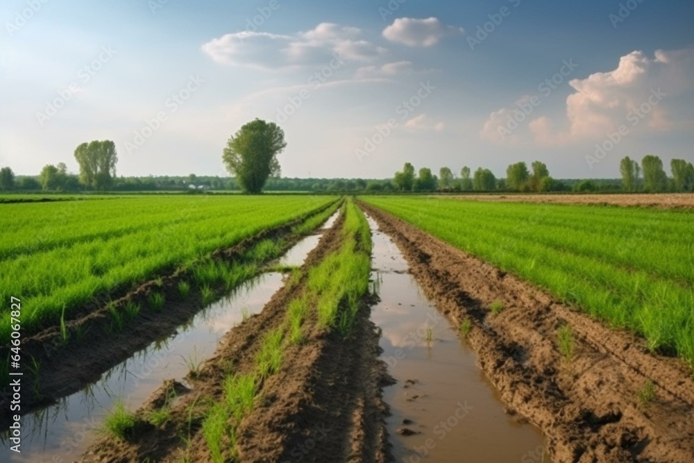 Agricultural landscape. Generative AI