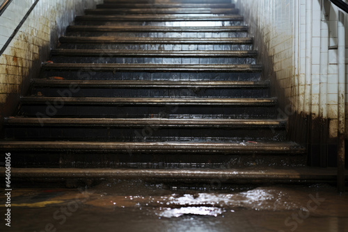Subway Station Flooded During Heavy Rainstorm
