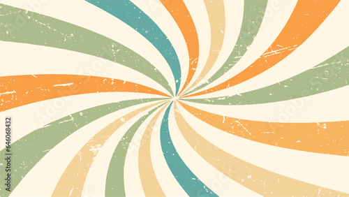 Abstract background of groovy Wavy spiral line design in 70s Hippie Retro style 
