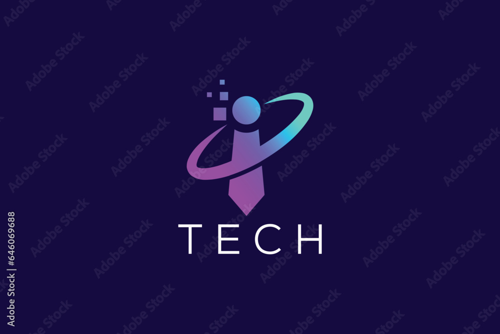 Trendy and Professional Colorful letter i Tech logo design vector template