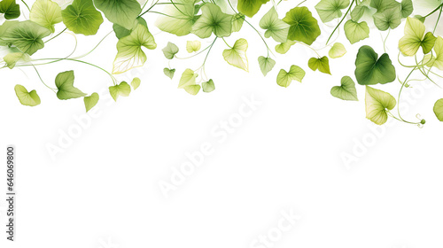 Light green leaf decoration hanging from above, isolated on transparent background, Generative AI