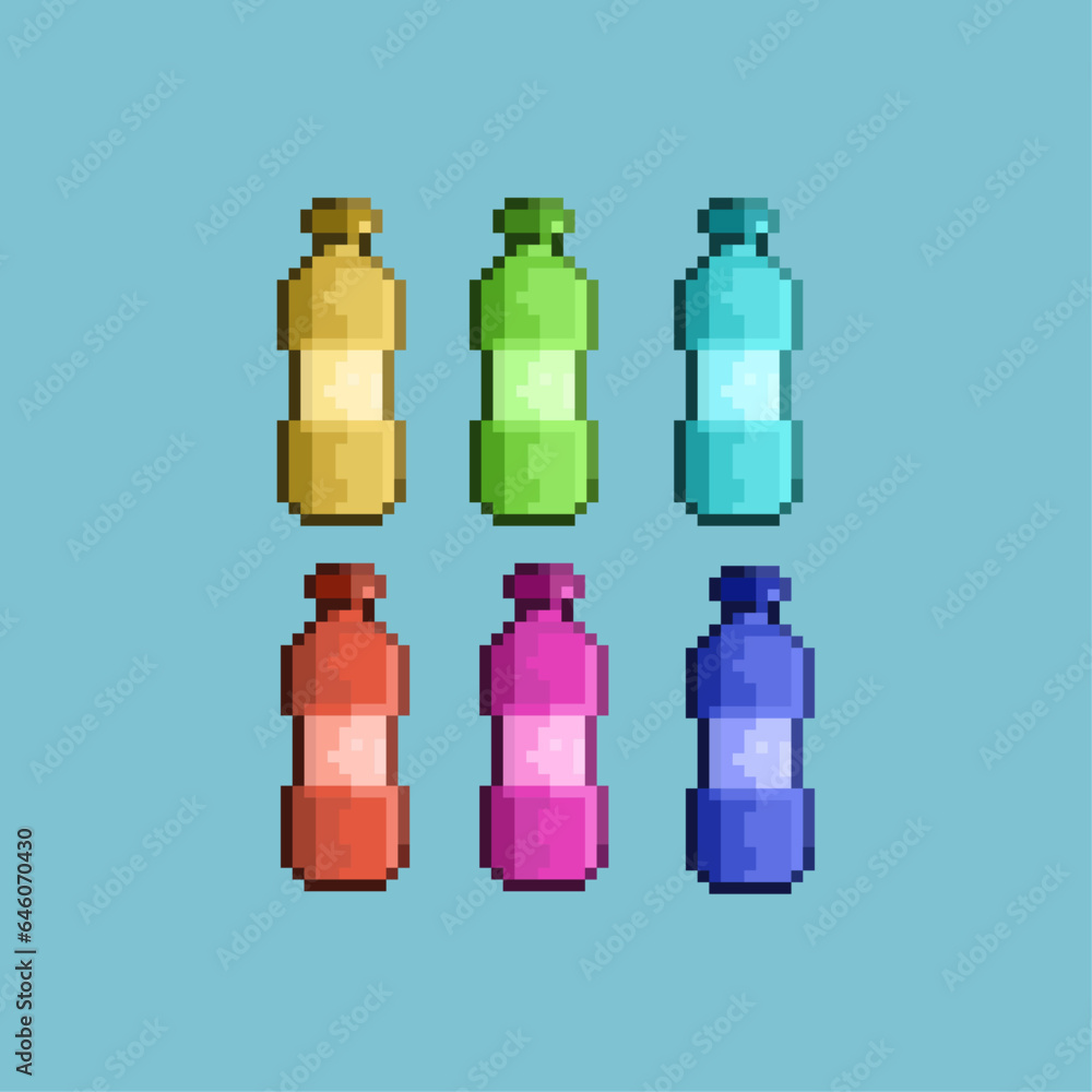 Pixel art sets of water drink tank with variation color items asset ...