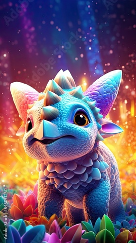 Triceratops Phone Wallpaper. Generative  AI 
