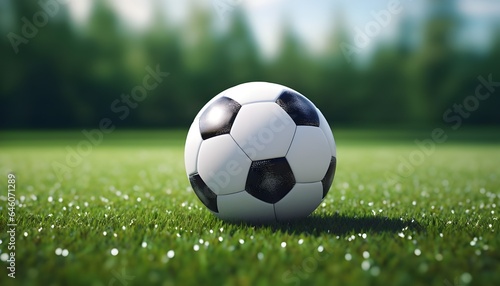 Classic soccer ball on the field