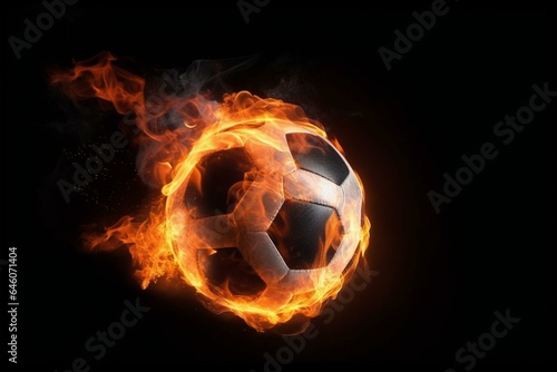 Flaming soccer ball for sports betting. Generative AI