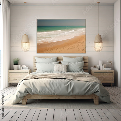 Mock up beautiful beach above the bed in Honeymoon Suite