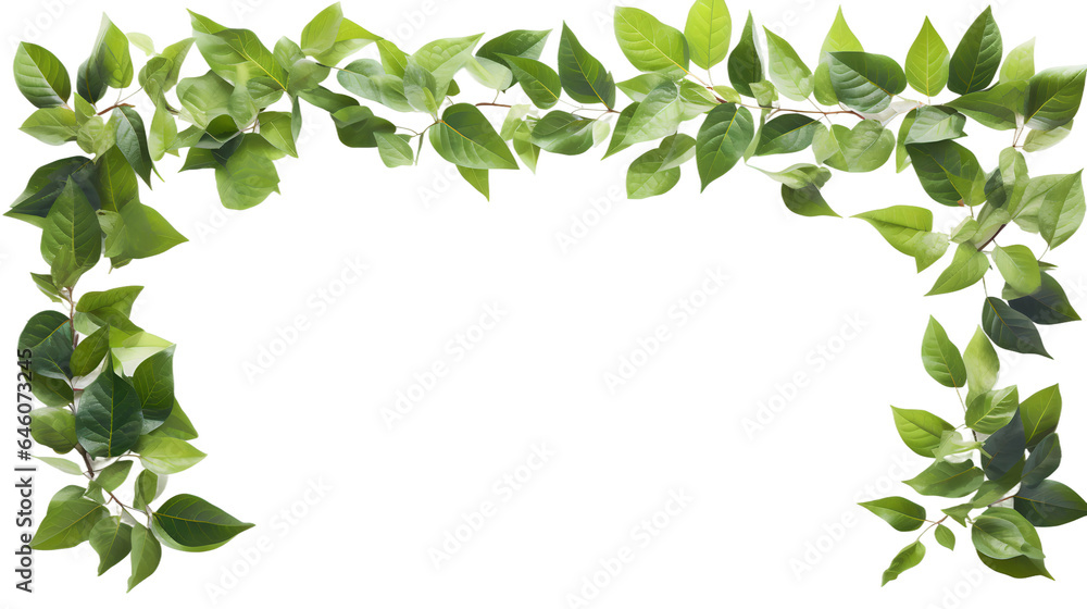 frame of leaves, isolated on transparent background, Generative AI frame of leaves, isolated on transparent background, Generative AI