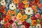Repeated floral painting without visible seams. Generative AI