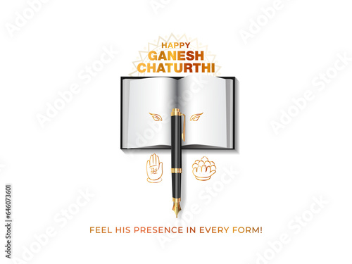 Happy Ganesh Chaturthi typography design with Lord Ganesha.