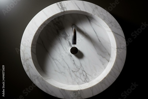 Top view of a sink made of white marble. Generative AI